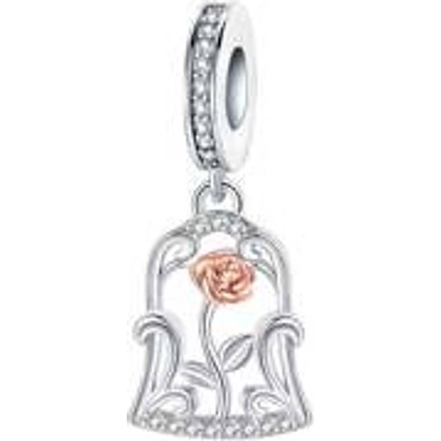 Silverpläterad Hänge Ros Hänge Diamant Roséguld Hänge Hänge Hänge Boll Lämplig För Armband DIY Kvinnors Smycke (En-Storlek)
