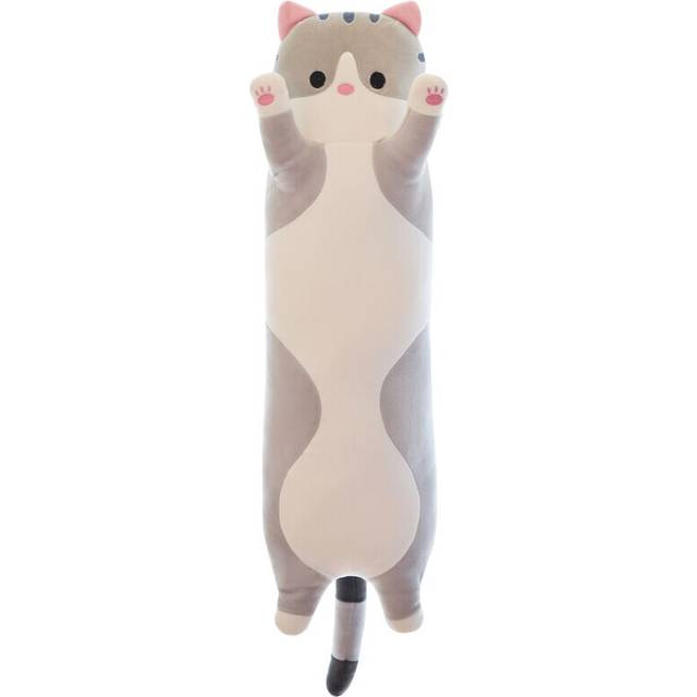 (grey cat, 130cm) 50-150cm Giant Size Long Soft Piloow Cushion Cat Plush Toys Stuffed Popular