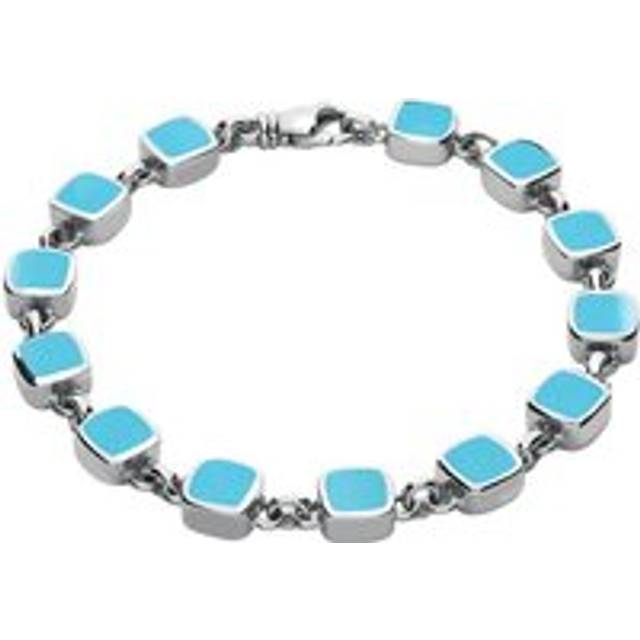 Sterling Silver Turquoise Square Cushion Bracelet
