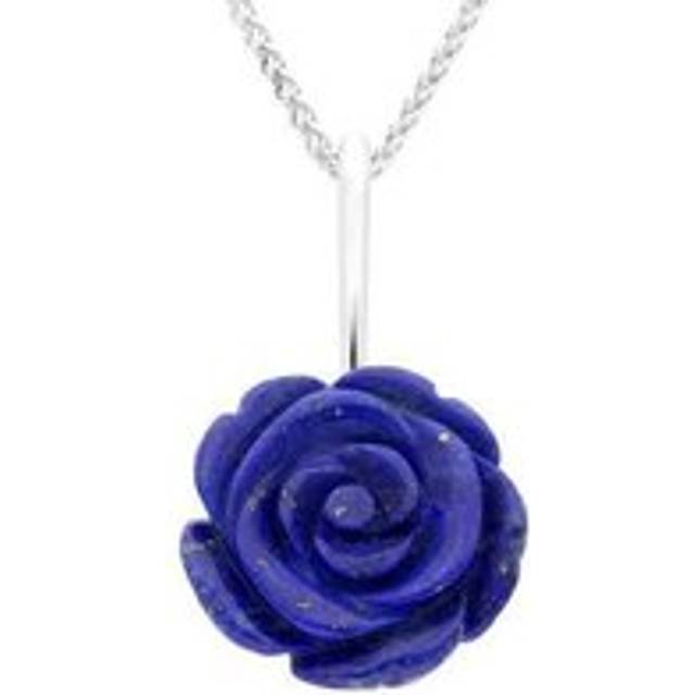 Sterling Silver Lapis Lazuli Tuberose 18mm Rose Necklace