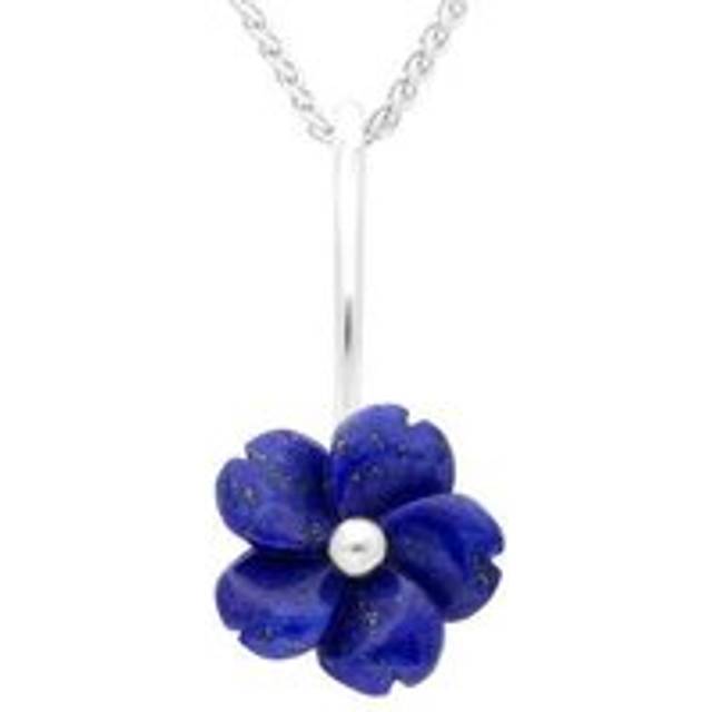 Sterling Silver Lapis Lazuli Tuberose 15mm Gypsophila Necklace