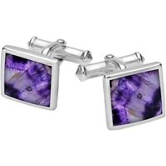 Sterling Silver Blue John Square Flat Cufflinks - Option1 Value