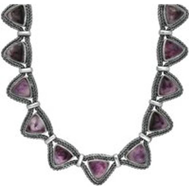 Sterling Silver Blue John Foxtail Triangular Seventeen Stone Necklace D