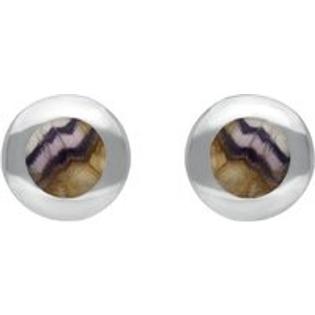 Sterling Silver Blue John Framed Round Stud Earrings - Silver