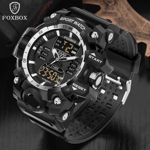 LIGE New Men Watch Dual Display LED Digital Watch for Men Waterproof Chronograph Quartz Military Sport Electronic Wristwatch red