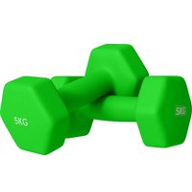 Sportnow 2 X 5kg Hexagonal Dumbbells Weights Set With Non-slip Grip For Home Gym Workout, Green