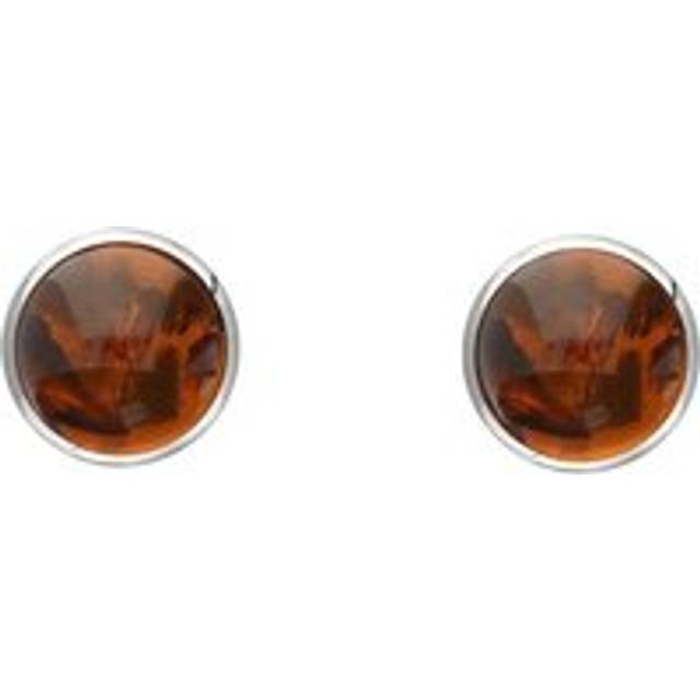 Sterling Silver Amber 4mm Classic Small Round Stud Earrings