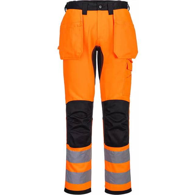 Portwest WX2 Eco Hi-Vis Holster Pocket Trousers - Orange/Black - 33
