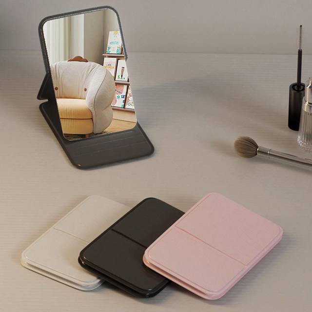 SHEIN 1/2 Pcs Portable Makeup Mirror, Solid Color, PU Leather, Simple, Portable, Foldable, Cute Pocket Mirror Best Gifts Birthday Graduation