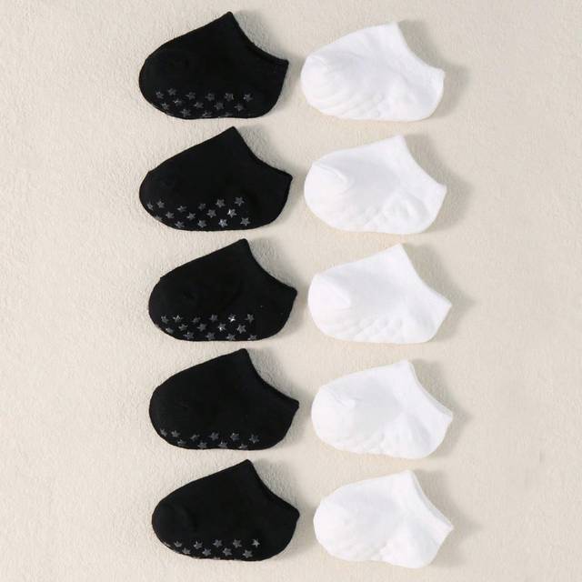 SHEIN 10 Pairs Baby Star Printed Non-Slip Socks