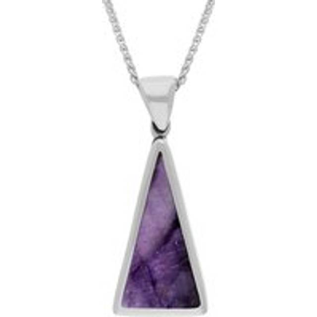18ct White Gold Blue John Mother Of Pearl Small Double Sided Triangular Fob Necklace - White Gold