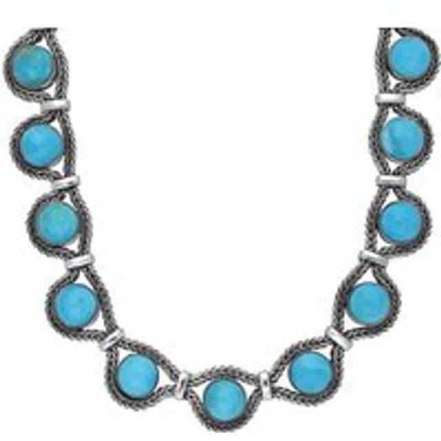 Sterling Silver Turquoise Foxtail Seventeen Stone Necklace D
