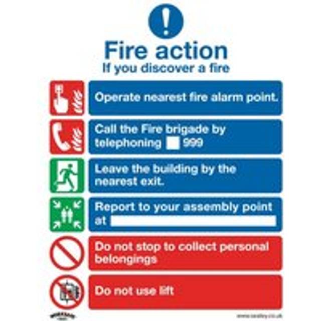 Sealey Self Adhesive Vinyl Fire Action With Lift Sign 200mm 250mm Standard