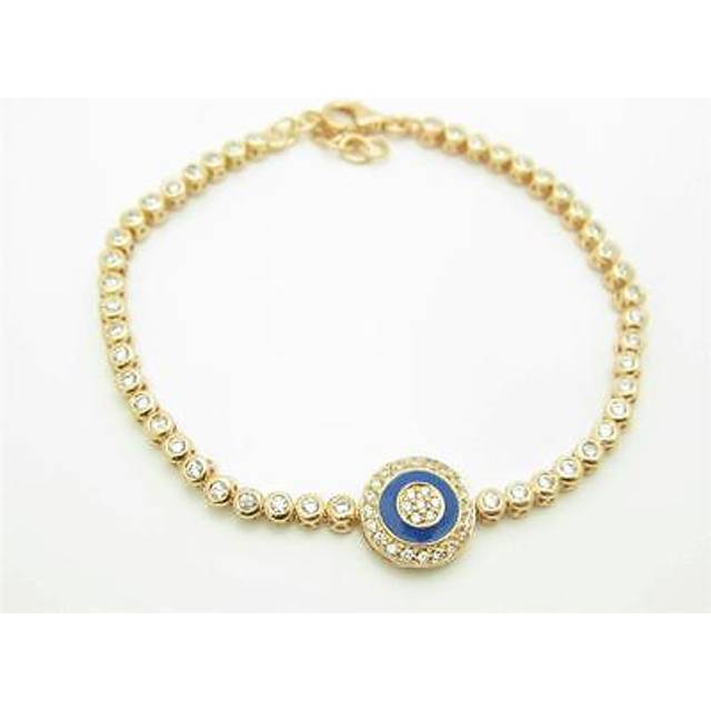 18kt rose gold sterling silver white sapphire evil eye kabbalah tennis bracelet