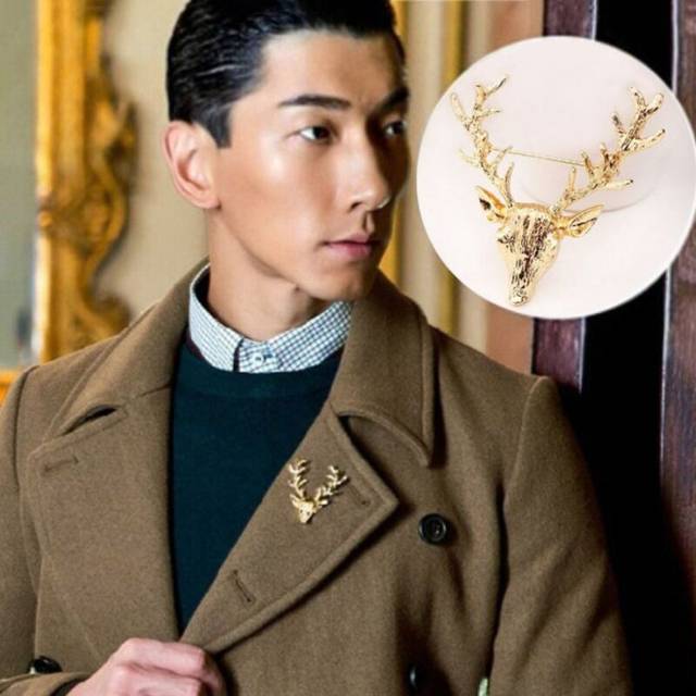 Alloy christmas badge lapel pin deer metal brooch elk head brooch decoration