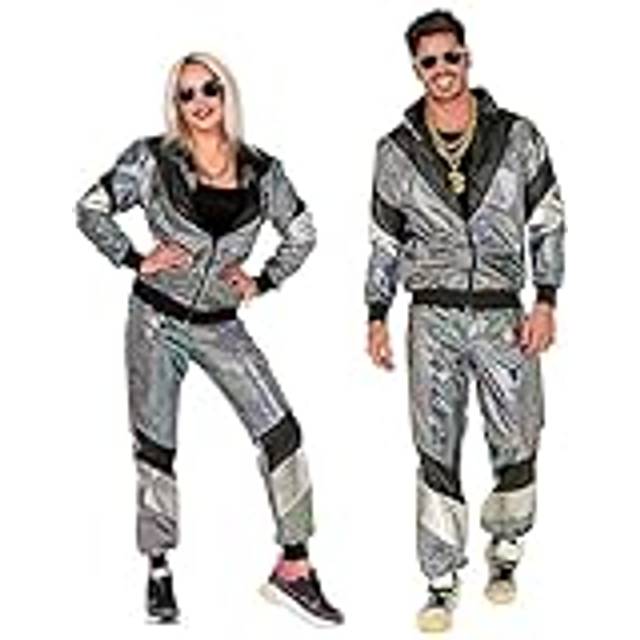W WIDMANN MILANO Party Fashion – Kostym träningsoverall, disco, 80-tals outfit, joggingdräkt, badknappsoutfit, karnevaldräkter