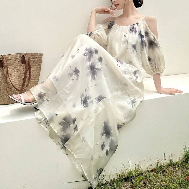 EastFlair2 Women&#39;s Simple Everyday Chinese Style Tie Dye Dress