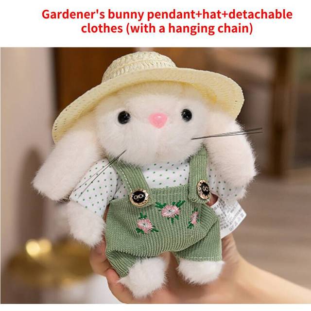 (Hat Clothes) Bunny Gardener Plush Toy Hat Fashion Exquisite Comfortable Pendant Birthday Gift