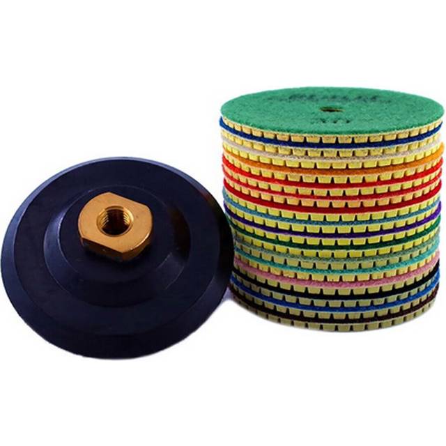 (A+B Each 5Pcs) 17pcs 4 Inch 30-800 Grit Diamond Polishing Pads Set for Marble Granite Stone Concrete