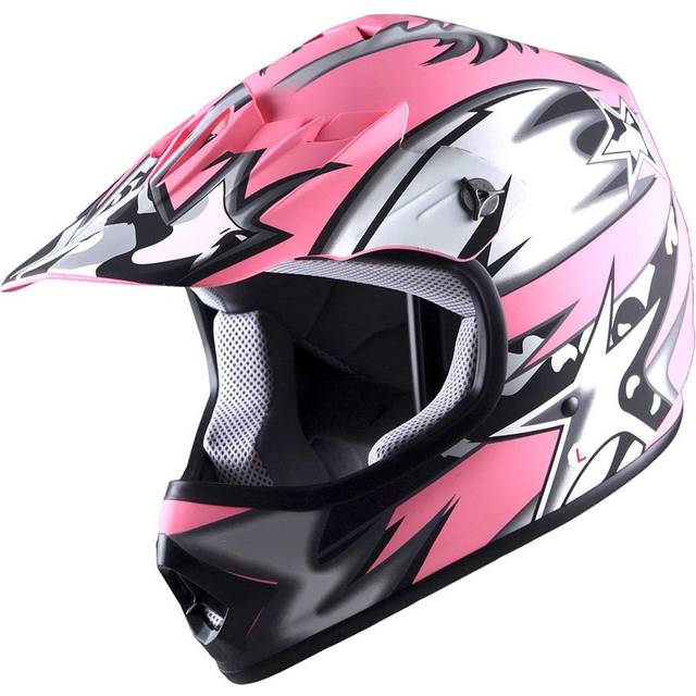 WOW Youth Kids Motocross BMX MX ATV Dirt Bike Helmet Star Matt Pink