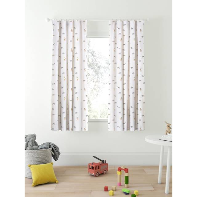 John Lewis Safari & Friends Pencil Pleat Pair Blackout Lined Children's Curtains