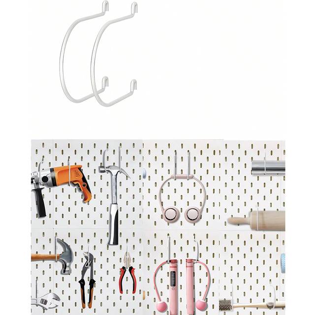 SHEIN 2Pcs C Shape Metal Hooks Pegboard Accessories Hook For Organizing Tools Kitchen Utensil In Pegboard,Pegboard Hooks Kit Pegboard J Hook Assortment,Gara