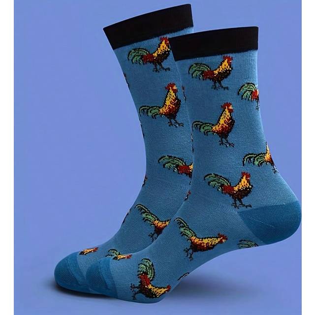 SHEIN 1 Pair Of Fun Cartoon Character Crew Socks - Soft Breathable  Blend Fabric, Comfy Casual Design, Novelty Pattern For Men Outdoor Wear All Seasons