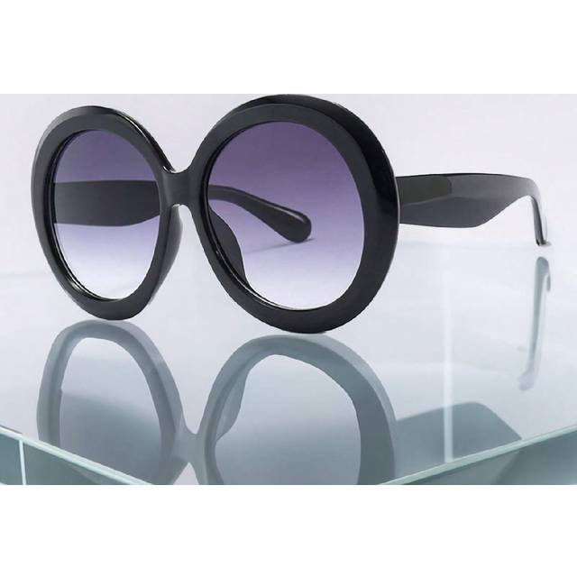 SHEIN 1pc Vintage Big Round Fashion Glasses Women Brown Gradient Oversized Streetwear Female Shades For Summer Beach Vacation,Outdoor,Travel