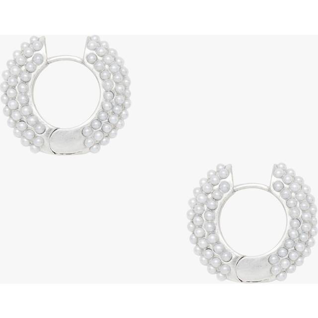 AllSaints Chunky Pearl Huggie Earrings - Silver, Silver, Women - Ilver