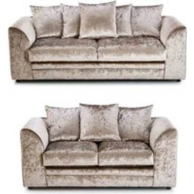 Dylan Crushed Velvet Fabric 3+2 Sofa Set in Mink