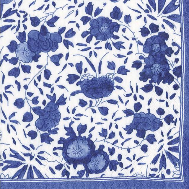 Blue delft floral caspari paper lunch napkins 3 ply 33 cm square