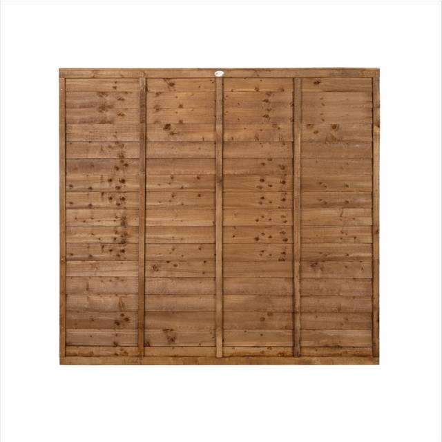 6ft x 6ft (1.83m x 1.83m) Brown Pressure Treated Superlap Fence Panel - Pack of 5 FSC® certified