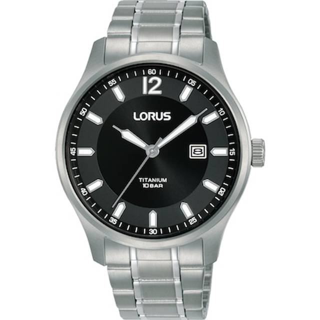 Lorus Titanium Men's Black Dial Bracelet Watch
