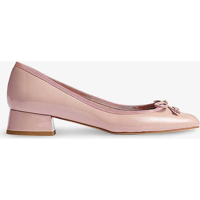 Pink Aurelie Leather Grosgrain Ballerina Court Shoes (5)