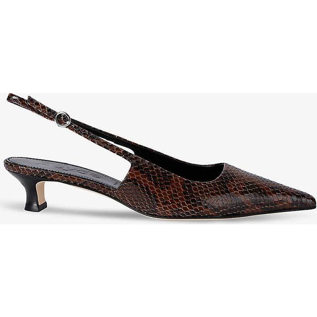 Aeyde Womens Dark Brown Catrina Snake-effect Leather Slingback Pumps Eur 37 / 4 Uk Women