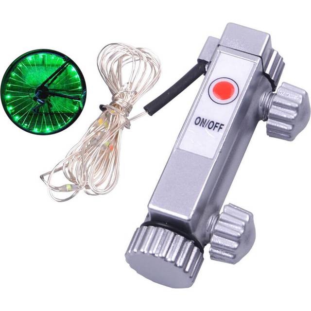 (a-Green) Tire Accessories Battery Operated Easy Install Bicycle Wheel Light Waterproof Cycling Decoration ABS Night Riding Outdoor Sports