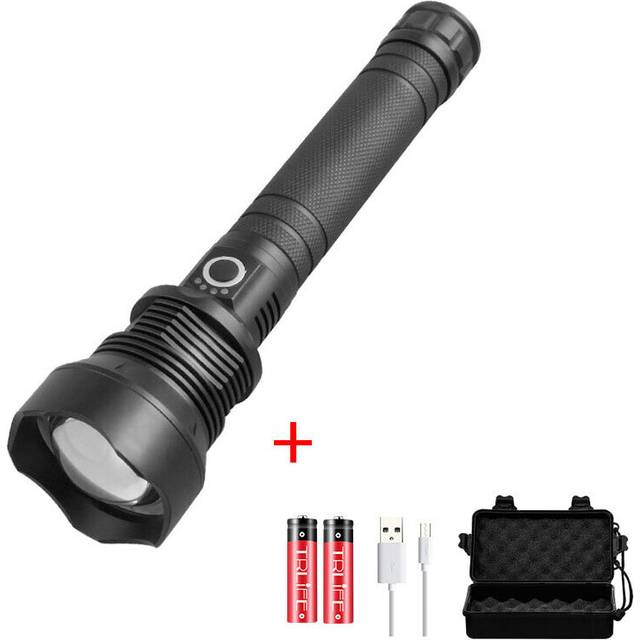 XANES P70 4000 Lumens 18650 Battery Zoomable Flashlight 3 Modes Waterproof Work Lamp With USB Cable 2xBattery Storage Box