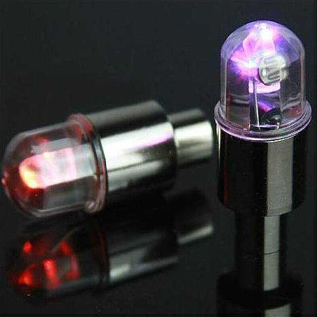 (a-Colorful) 1PCS Bicycle Light Wheel Spoke Light LED Tire Valve Stem Caps Lights Waterproof Neon Light Car Cycling Bike Bicycle Accessories