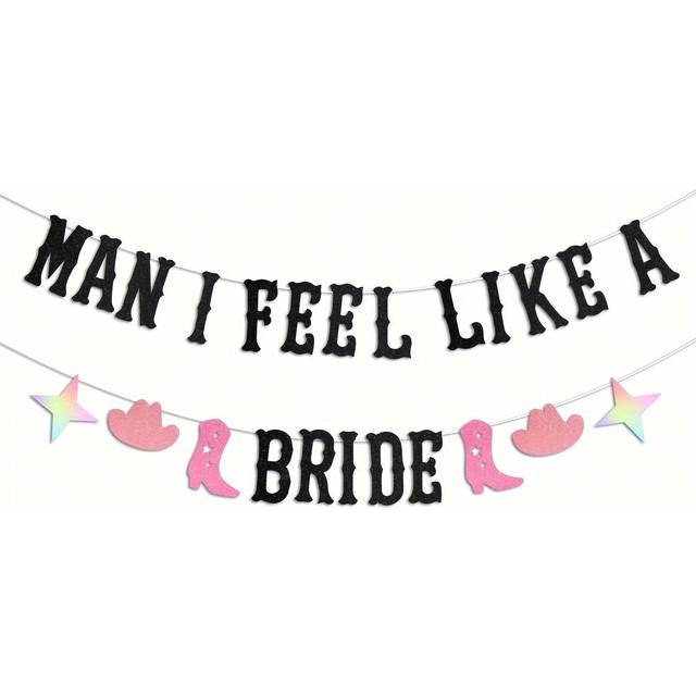 SHEIN Man I Feel Like A Bride Banner For Western Cowgirl Wedding Decoration Last Rodeo Hoedown, Nash Bash Nashville Bachelorette Party Decorations,Christmas