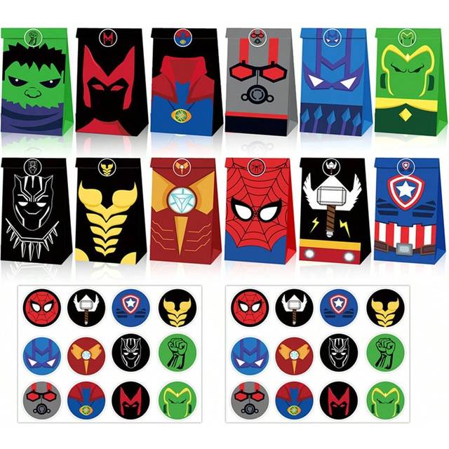 Disney 12pcs Avengers Paper Gift Bags Party Decorations Birthday Party Supplies