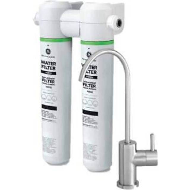 GE Dual Stage Under Sink Water Filtration System with Faucet | Reduces Lead  Chlorine & More | Easy Install | Twist & Lock Design | Replace Filters (F