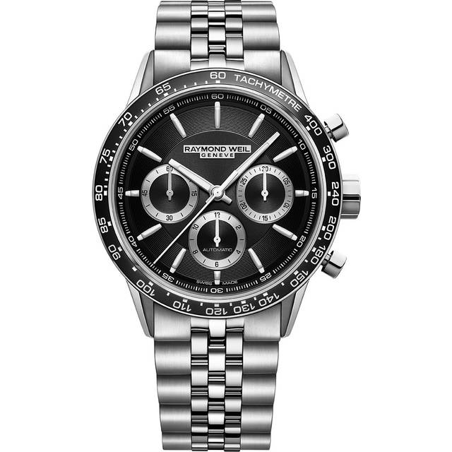 Raymond Weil Men's Freelancer 43.5 Chronograph Automatic Bracelet Strap Watch, Silver