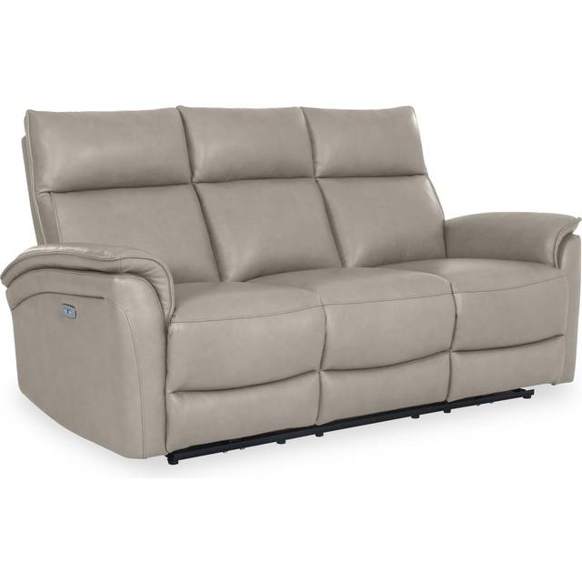 Enys Real Leather Reclining 3 Seater Sofa for Living Room | Grey / Tan
