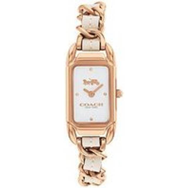 Coach Women's Cadie Rectangular Leather Chain Link Bracelet Strap Watch