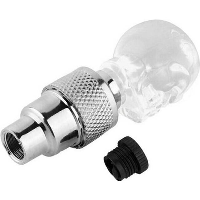 (a-White) 2pcs LED Light Skull Shape Valve Cap Wheel Tyre Lamp for Bike Motorbike Bicycle Accessories YS-BUY