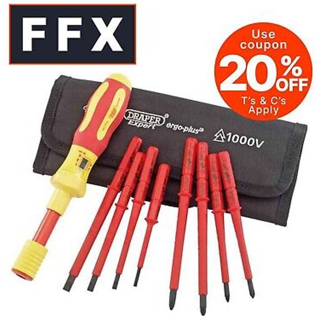 Draper xp1000&174; vde interchangeable torque screwdriver set (9 piece)