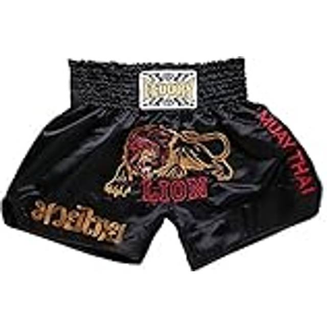 FLUORY Muay Thai shorts, högkvalitativa thailändska boxningsshorts MMA kickboxning för dam herr barn stridsträningstävling.