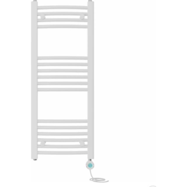 (White, 1000x400mm) Pre-filled Electric Curved Heated Towel Rail Radiator Thermostatic