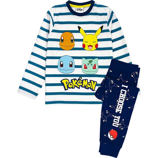 (6-7 Years) Pokemon Long Sleeve Long Leg Pyjama Set (Unisex Kids White)