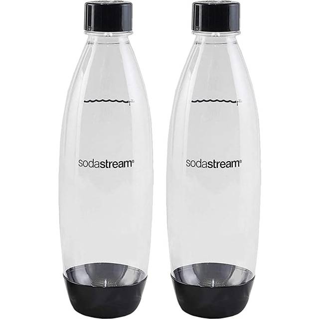 SodaStream 1L Twin Pack Dishwasher Safe Slim Bottle (Black)